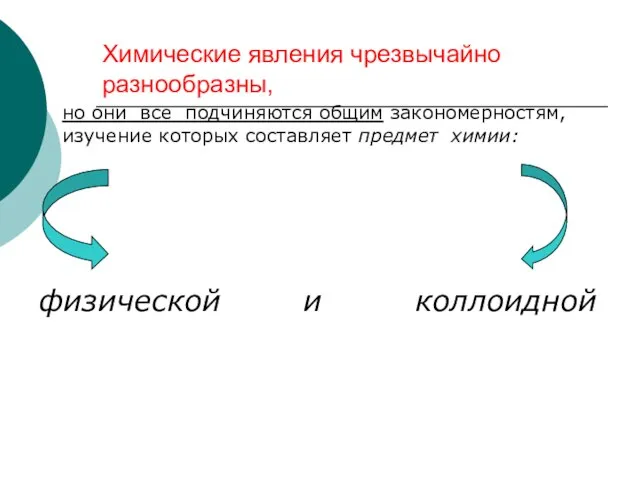 Химические явления чрезвычайно разнообразны, но они все подчиняются общим закономерностям, изучение