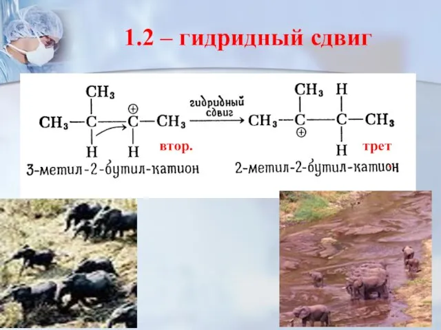 1.2 – гидридный сдвиг втор. трет.