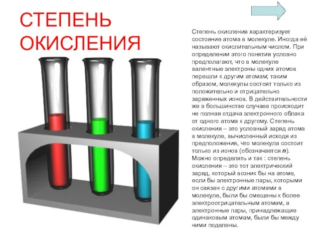 СТЕПЕНЬ ОКИСЛЕНИЯ Степень окисления характеризует состояние атома в молекуле. Иногда её