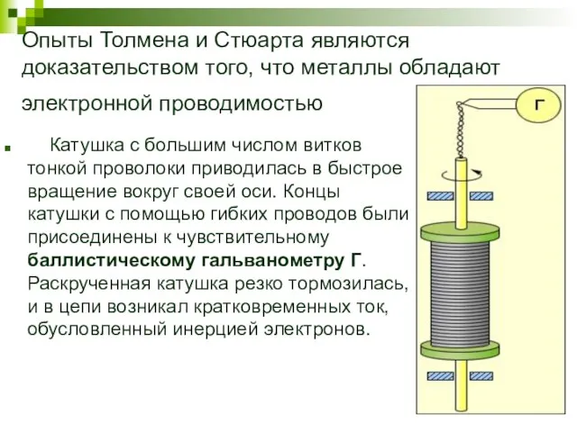 Опыты Толмена и Стюарта являются доказательством того, что металлы обладают электронной