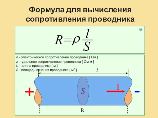 Формула для вычисления сопротивления проводника