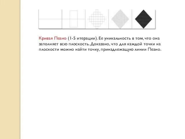 Кривая Пеано (1-5 итерации). Ее уникальность в том, что она заполняет