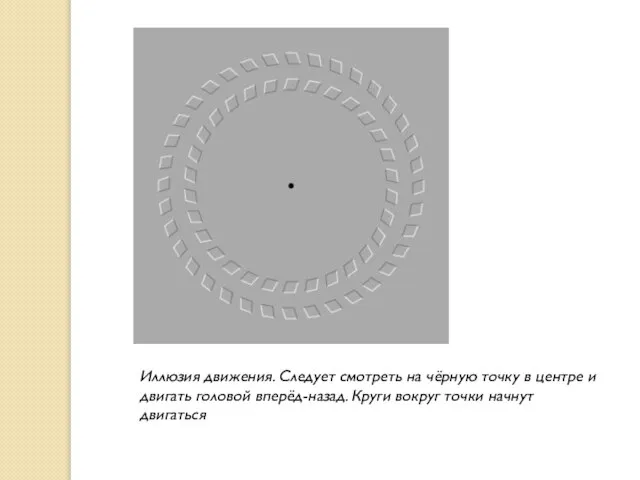 Иллюзия движения. Следует смотреть на чёрную точку в центре и двигать