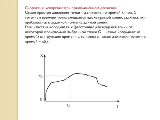 Скорость и ускорение при прямолинейном движении Самое простое движение точки –