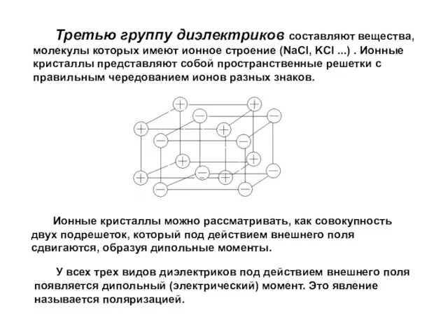 Ионные кристаллы можно рассматривать, как совокупность двух подрешеток, который под действием