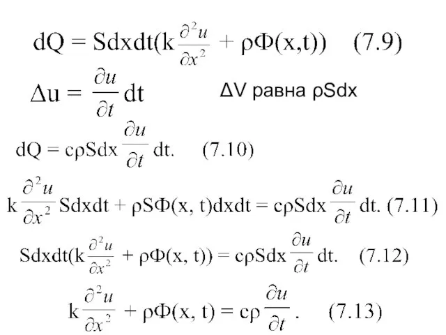 ΔV равна ρSdx