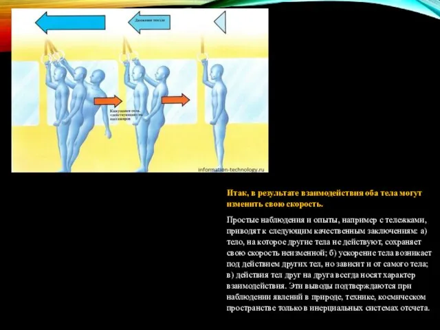 Итак, в результате взаимодействия оба тела могут изменить свою скорость. Простые