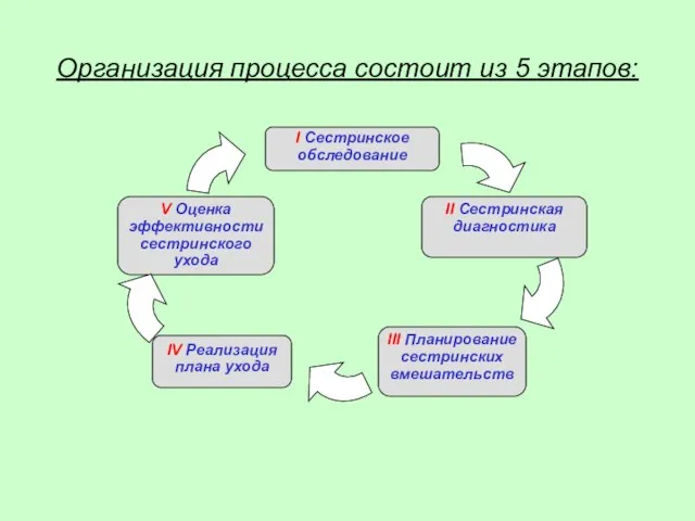 Организация процесса состоит из 5 этапов: