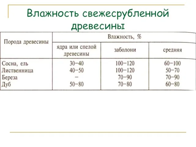 Влажность свежесрубленной древесины