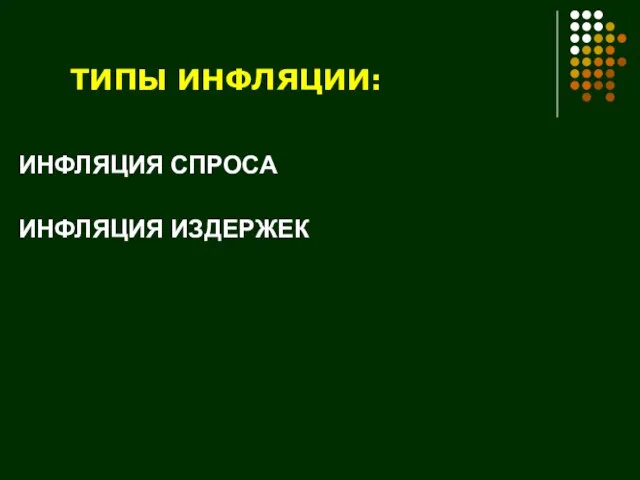 ТИПЫ ИНФЛЯЦИИ: ИНФЛЯЦИЯ СПРОСА ИНФЛЯЦИЯ ИЗДЕРЖЕК