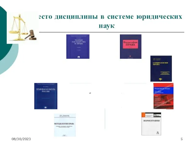 08/30/2023 Место дисциплины в системе юридических наук