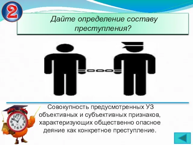 Дайте определение составу преступления? Совокупность предусмотренных УЗ объективных и субъективных признаков,