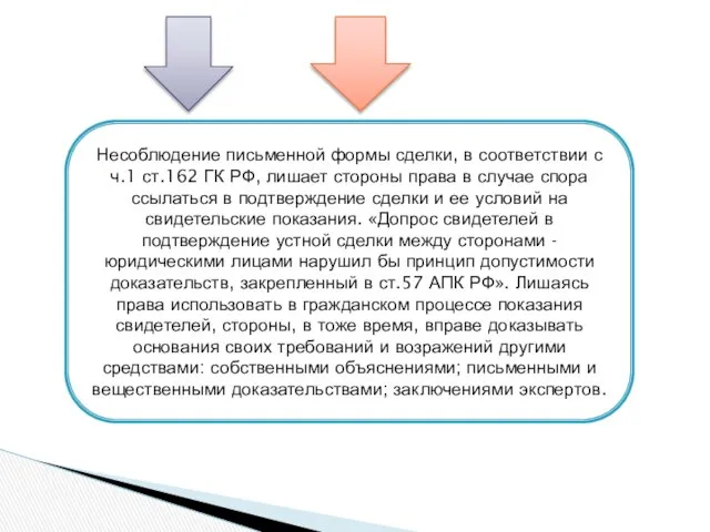 Несоблюдение письменной формы сделки, в соответствии с ч.1 ст.162 ГК РФ,