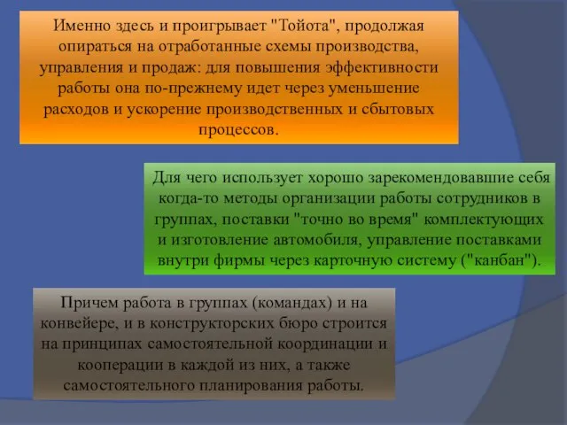 Именно здесь и проигрывает "Тойота", продолжая опираться на отработанные схемы производства,