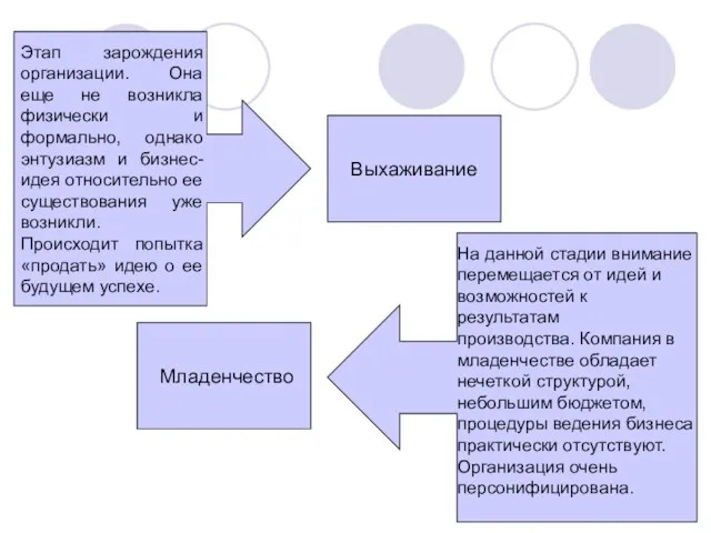 Выхаживание Этап зарождения организации. Она еще не возникла физически и формально,