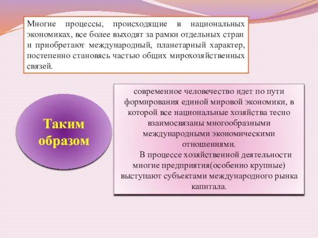 Многие процессы, происходящие в национальных экономиках, все более выходят за рамки