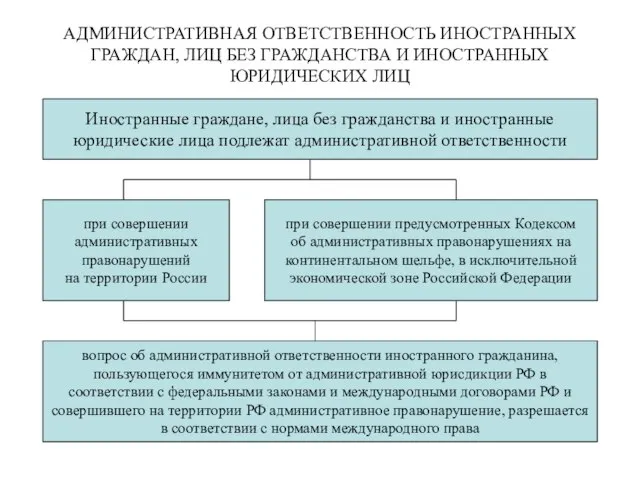 АДМИНИСТРАТИВНАЯ ОТВЕТСТВЕННОСТЬ ИНОСТРАННЫХ ГРАЖДАН, ЛИЦ БЕЗ ГРАЖДАНСТВА И ИНОСТРАННЫХ ЮРИДИЧЕСКИХ ЛИЦ