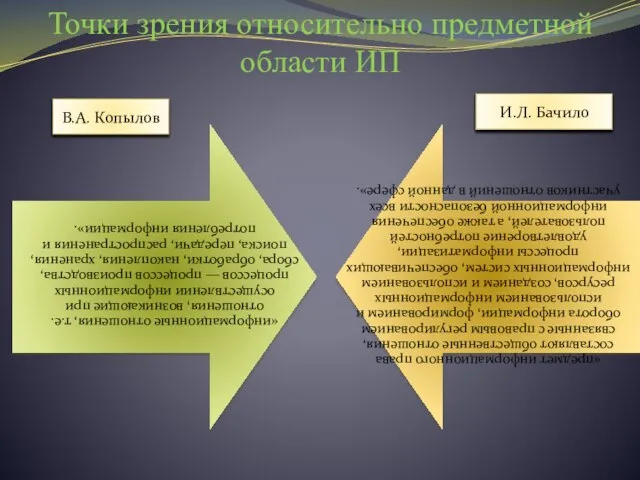 Точки зрения относительно предметной области ИП В.А. Копылов И.Л. Бачило