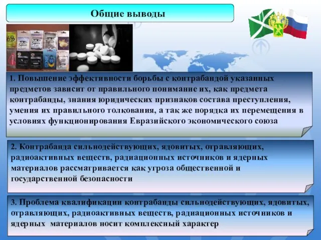 Общие выводы 1. Повышение эффективности борьбы с контрабандой указанных предметов зависит