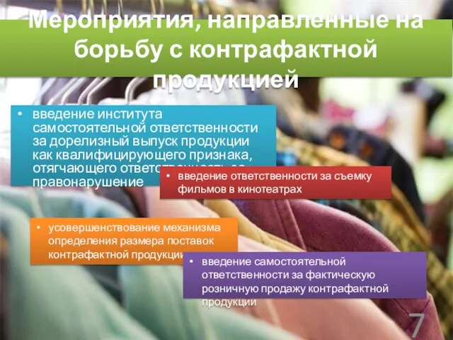 Мероприятия, направленные на борьбу с контрафактной продукцией введение института самостоятельной ответственности