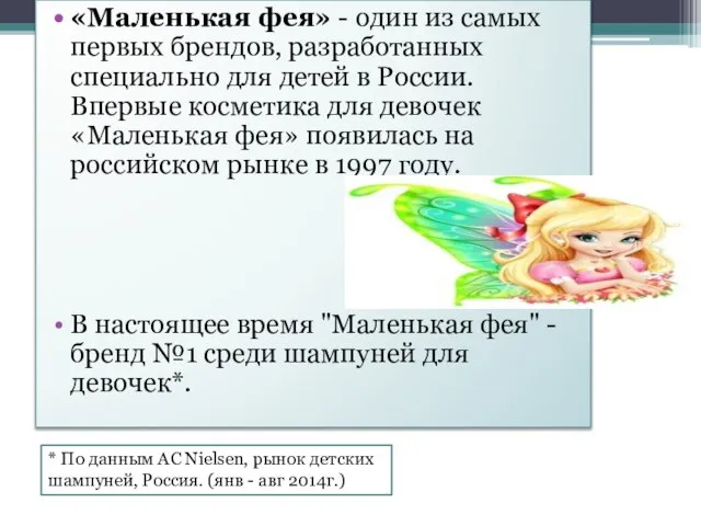 «Маленькая фея» - один из самых первых брендов, разработанных специально для