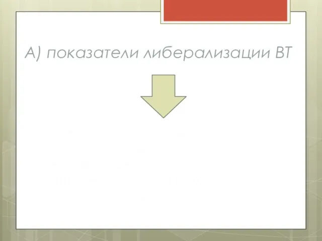 А) показатели либерализации ВТ Для оценки действительного уровня протекционизма страны учитывается