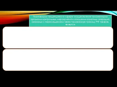 Позитивными тенденциями в сфере осуществления таможенными органами контрольных мероприятий в отношении