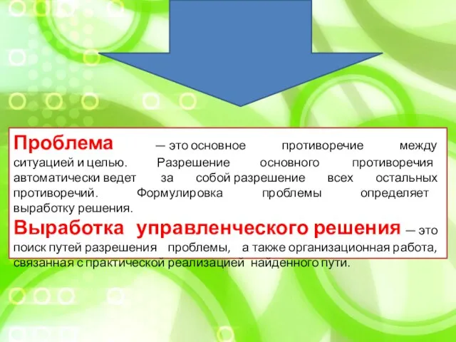 Проблема — это основное противоречие между ситуацией и целью. Разрешение основного