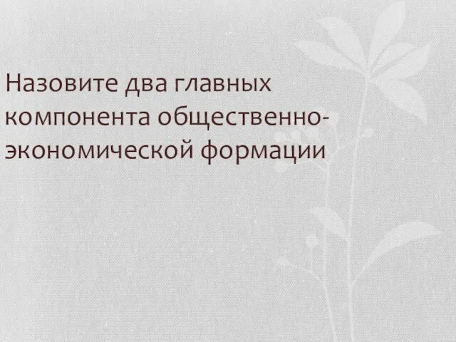 Назовите два главных компонента общественно-экономической формации