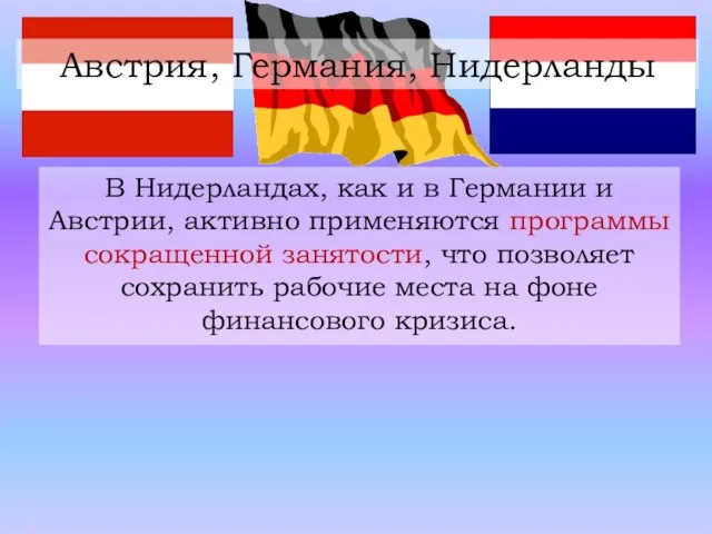 В Нидерландах, как и в Германии и Австрии, активно применяются программы