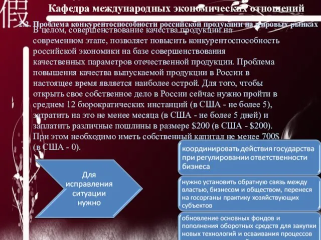 2.2. Проблема конкурентоспособности российской продукции на мировых рынках В целом, совершенствование