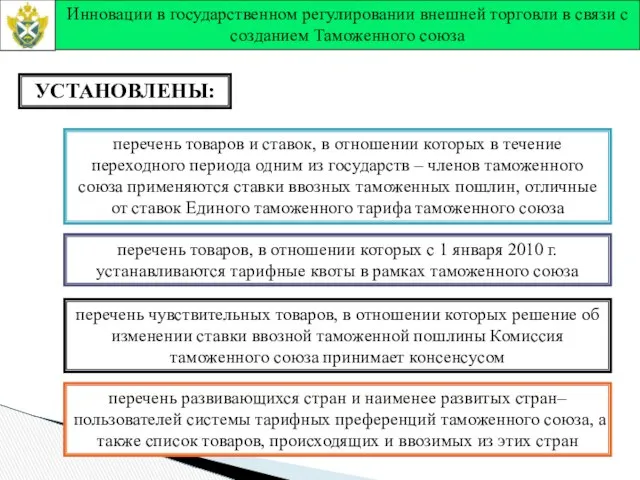 Инновации в государственном регулировании внешней торговли в связи с созданием Таможенного