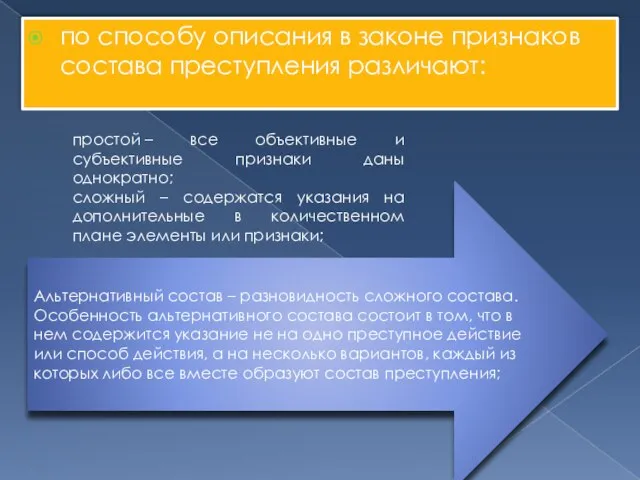 Альтернативный состав – разновидность сложного состава. Особенность альтернативного состава состоит в