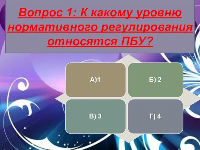 Вопрос 1: К какому уровню нормативного регулирования относятся ПБУ?