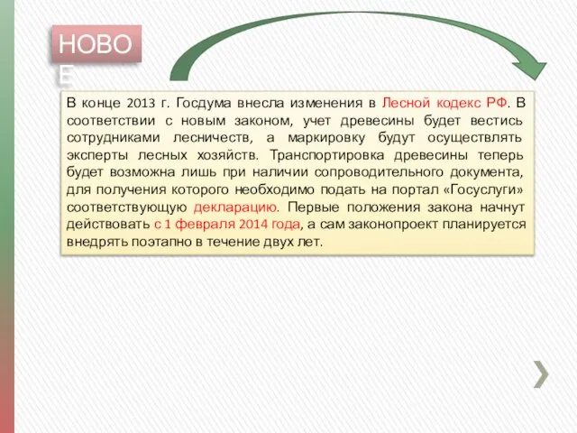 В конце 2013 г. Госдума внесла изменения в Лесной кодекс РФ.