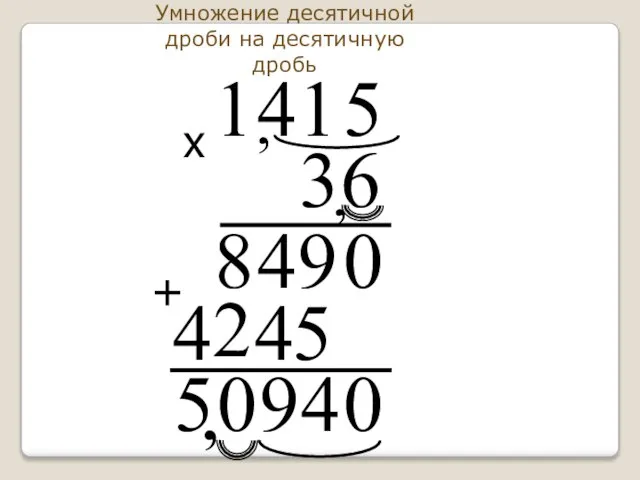 Умножение десятичной дроби на десятичную дробь , х +