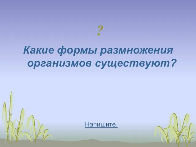 ? Какие формы размножения организмов существуют? Напишите.