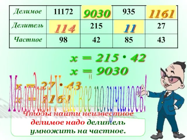 ? ? ? ? х = 9030 Чтобы найти неизвестное делимое