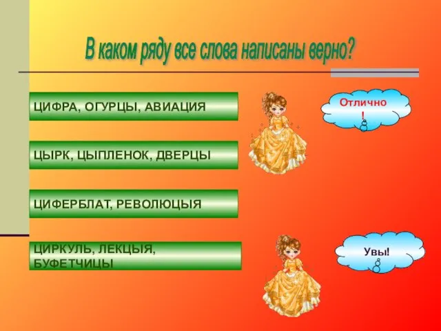 В каком ряду все слова написаны верно? ЦИФРА, ОГУРЦЫ, АВИАЦИЯ ЦЫРК,