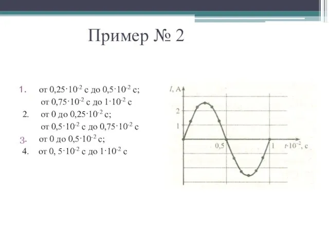 Пример № 2 от 0,25·10-2 с до 0,5·10-2 с; от 0,75·10-2