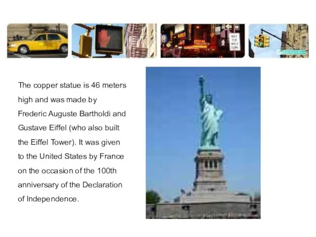 The copper statue is 46 meters high and was made by