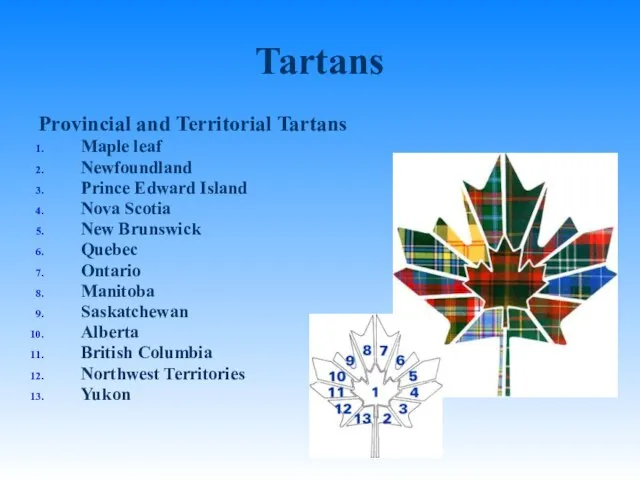 Tartans Provincial and Territorial Tartans Maple leaf Newfoundland Prince Edward Island