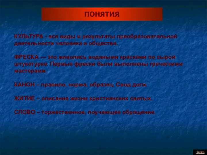 ПОНЯТИЯ КУЛЬТУРА - все виды и результаты преобразовательной деятельности человека и