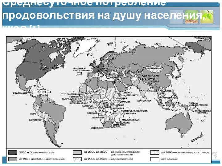 Среднесуточное потребление продовольствия на душу населения, ккал [1]