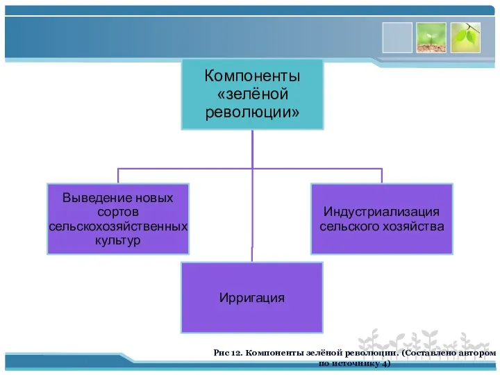 Рис 12. Компоненты зелёной революции. (Составлено автором по источнику 4)