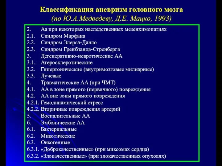 2. Аа при некоторых наследственных мезенхимопатиях 2.1. Синдром Марфана 2.2. Синдром