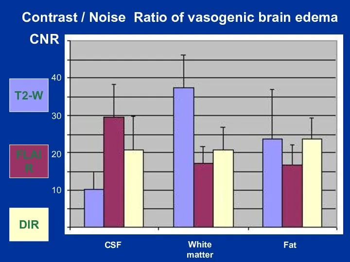 Contrast / Noise Ratio of vasogenic brain edema CNR T2-W FLAIR