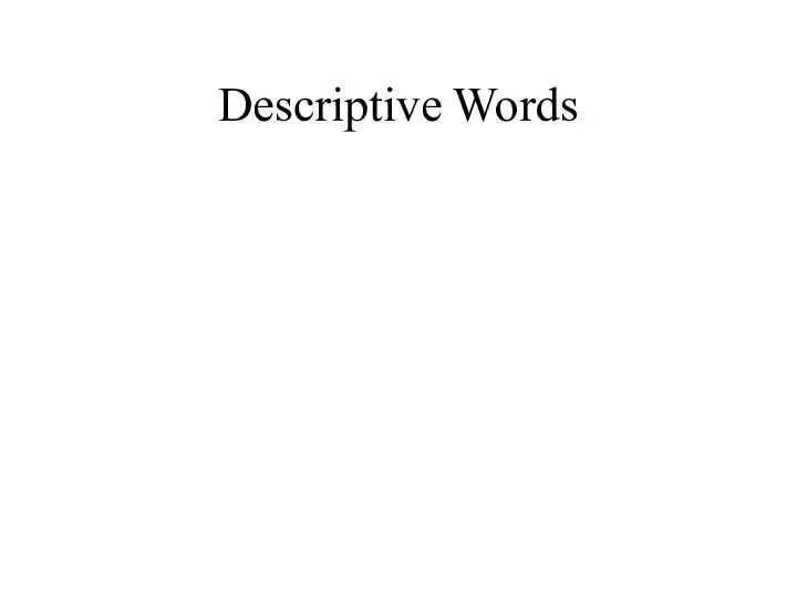 Descriptive Words