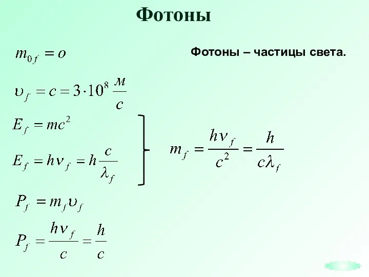 Фотоны Фотоны – частицы света.