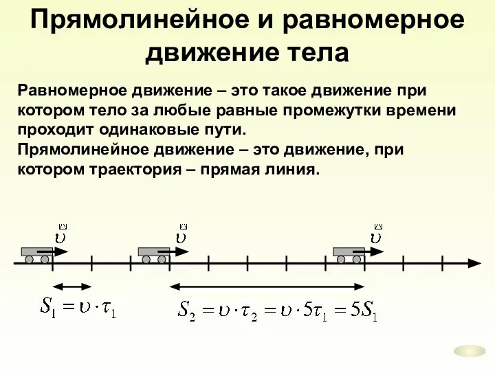 Прямолинейное и равномерное движение тела Равномерное движение – это такое движение